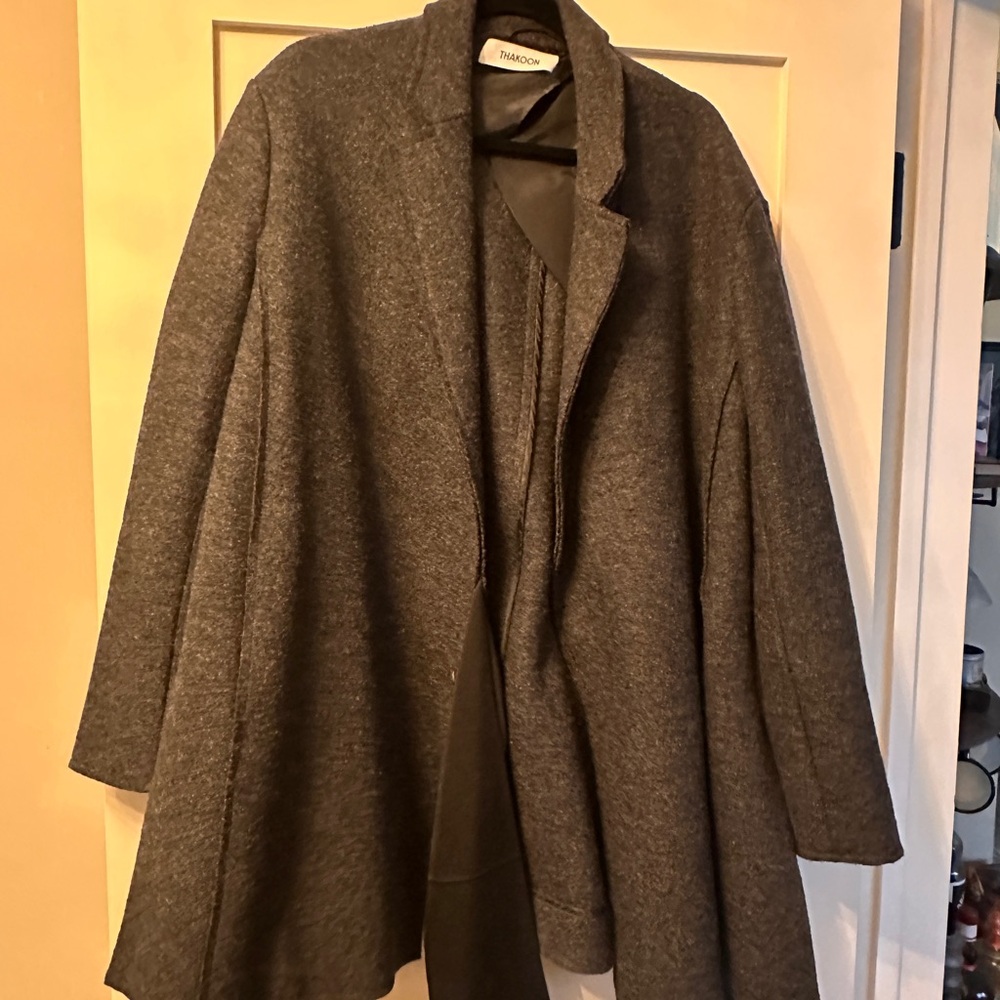 Thakoon Charcoal Virgin Wool Wrap Tie Jacket